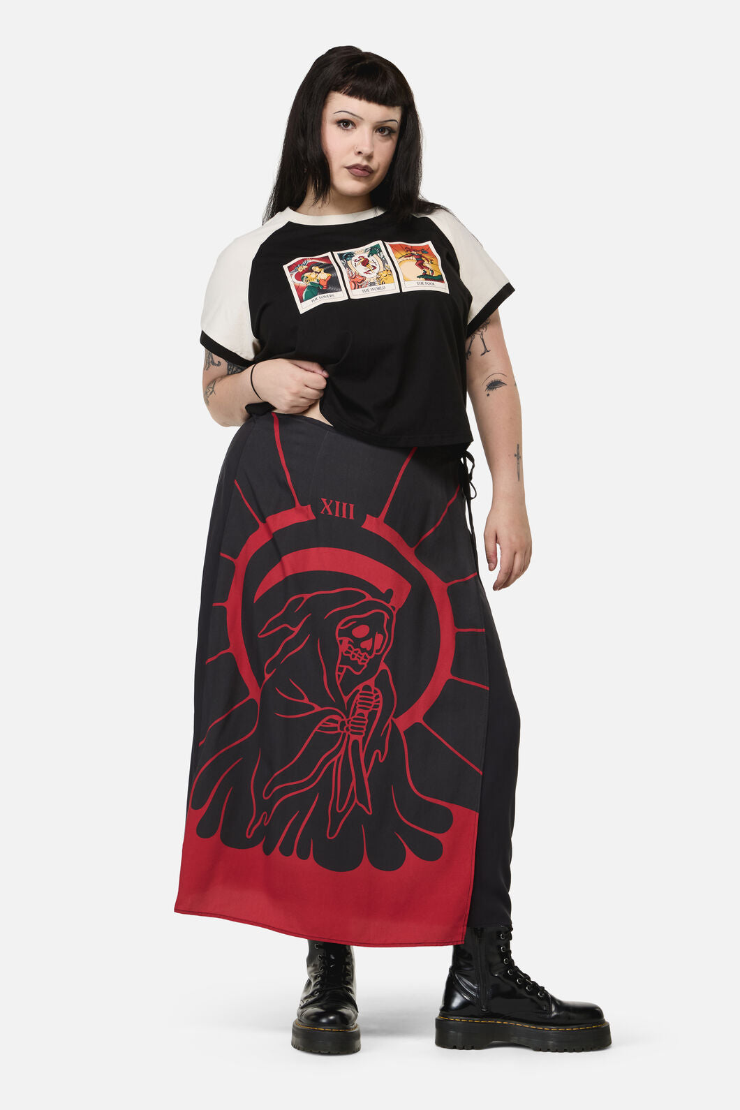 Dangerfield NZ - Curve Reaper GothMidiWrapSkirt - black