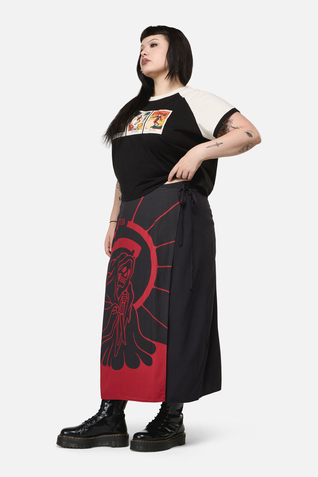 Dangerfield NZ - Curve Reaper GothMidiWrapSkirt - black