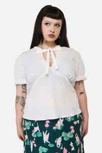Dangerfield NZ - Curve Naiad Pond Tie Blouse - cream