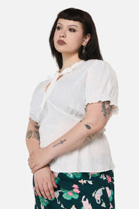 Dangerfield NZ - Curve Naiad Pond Tie Blouse - cream