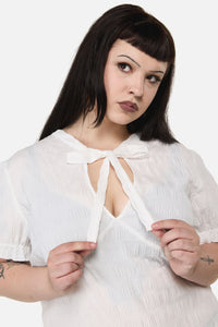 Dangerfield NZ - Curve Naiad Pond Tie Blouse - cream