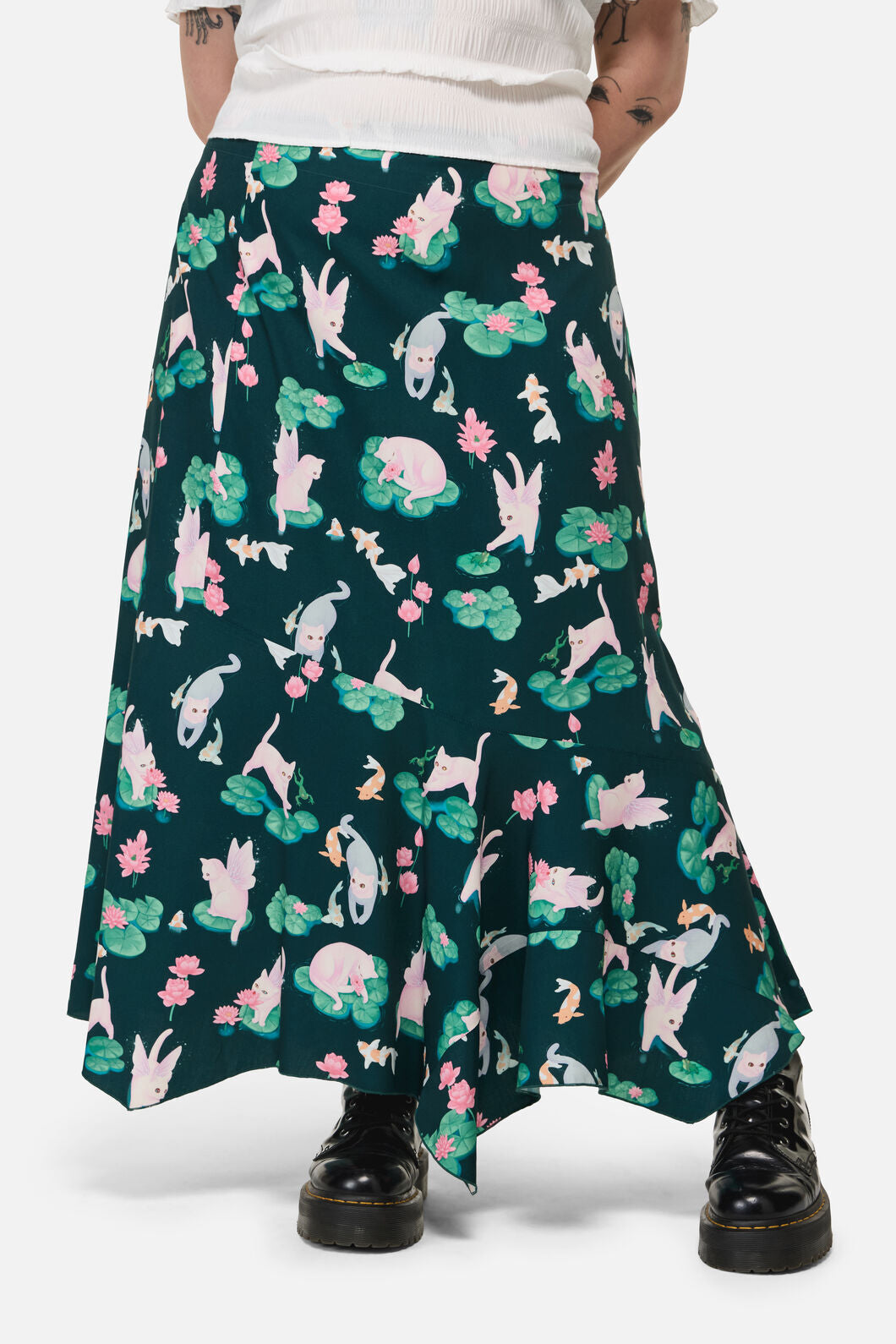Dangerfield NZ - CurveLilycatCottgcoreMidiSkirt - green