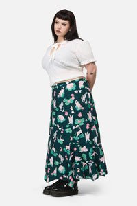 Dangerfield NZ - CurveLilycatCottgcoreMidiSkirt - green