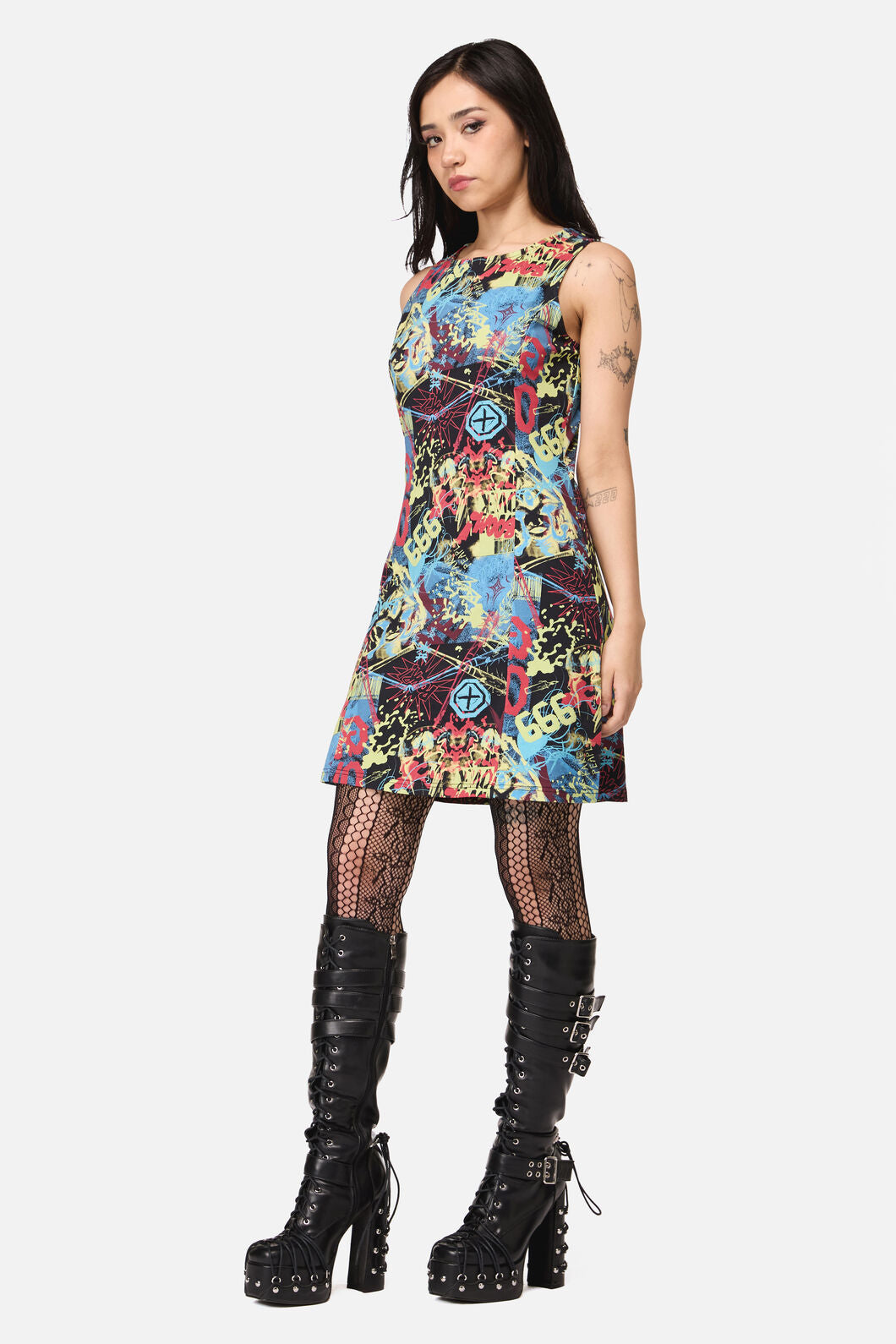 Dangerfield NZ - Streets Grunge Mini Dress - multi