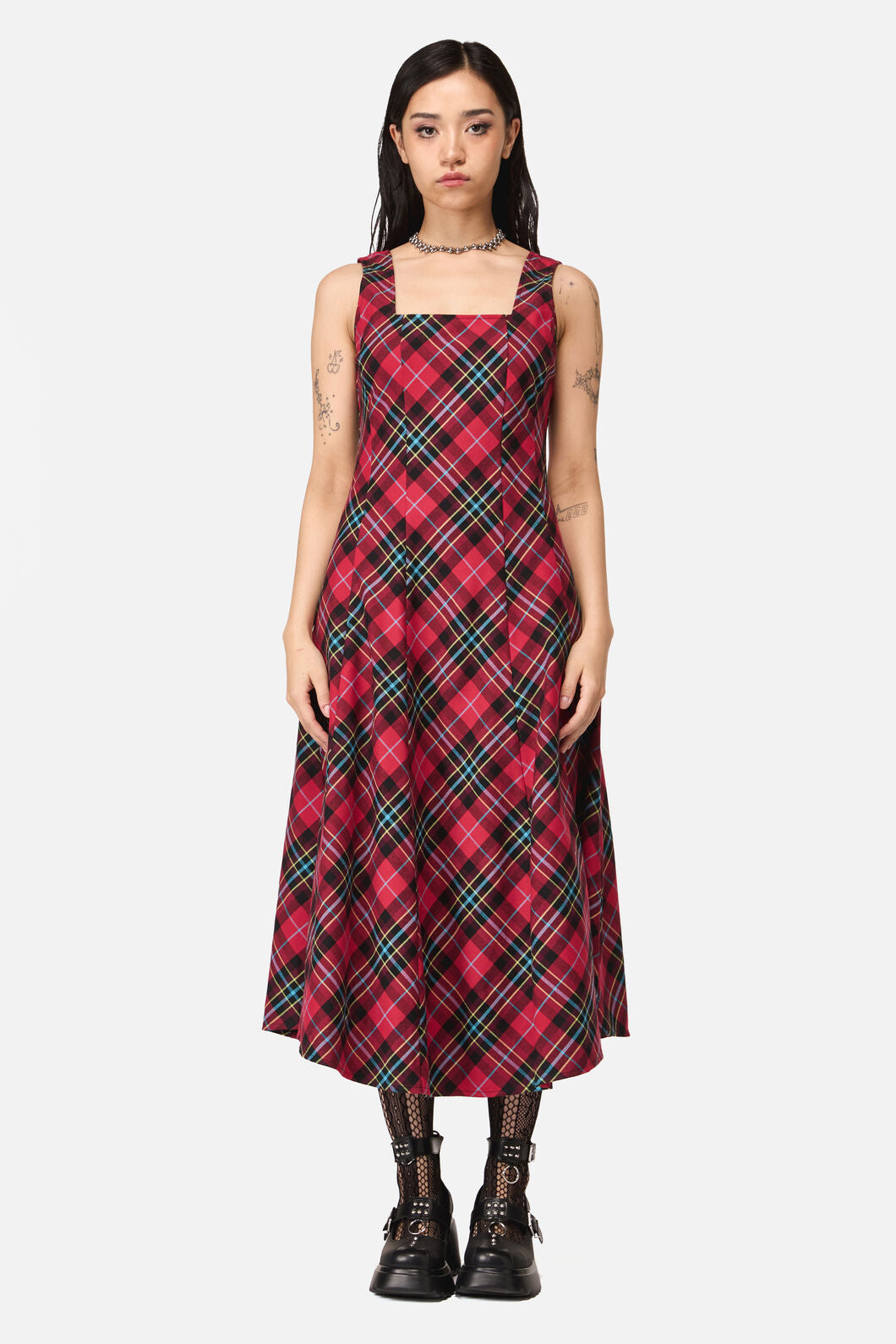 Dangerfield NZ - Stop It Grunge TartanMidiDress - multi