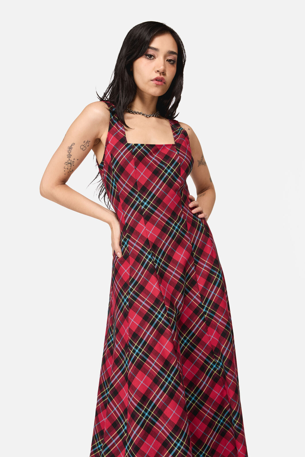 Dangerfield NZ - Stop It Grunge TartanMidiDress - multi