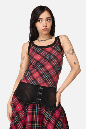 Dangerfield NZ - Stop It Grunge Tartan Tank Top - multi
