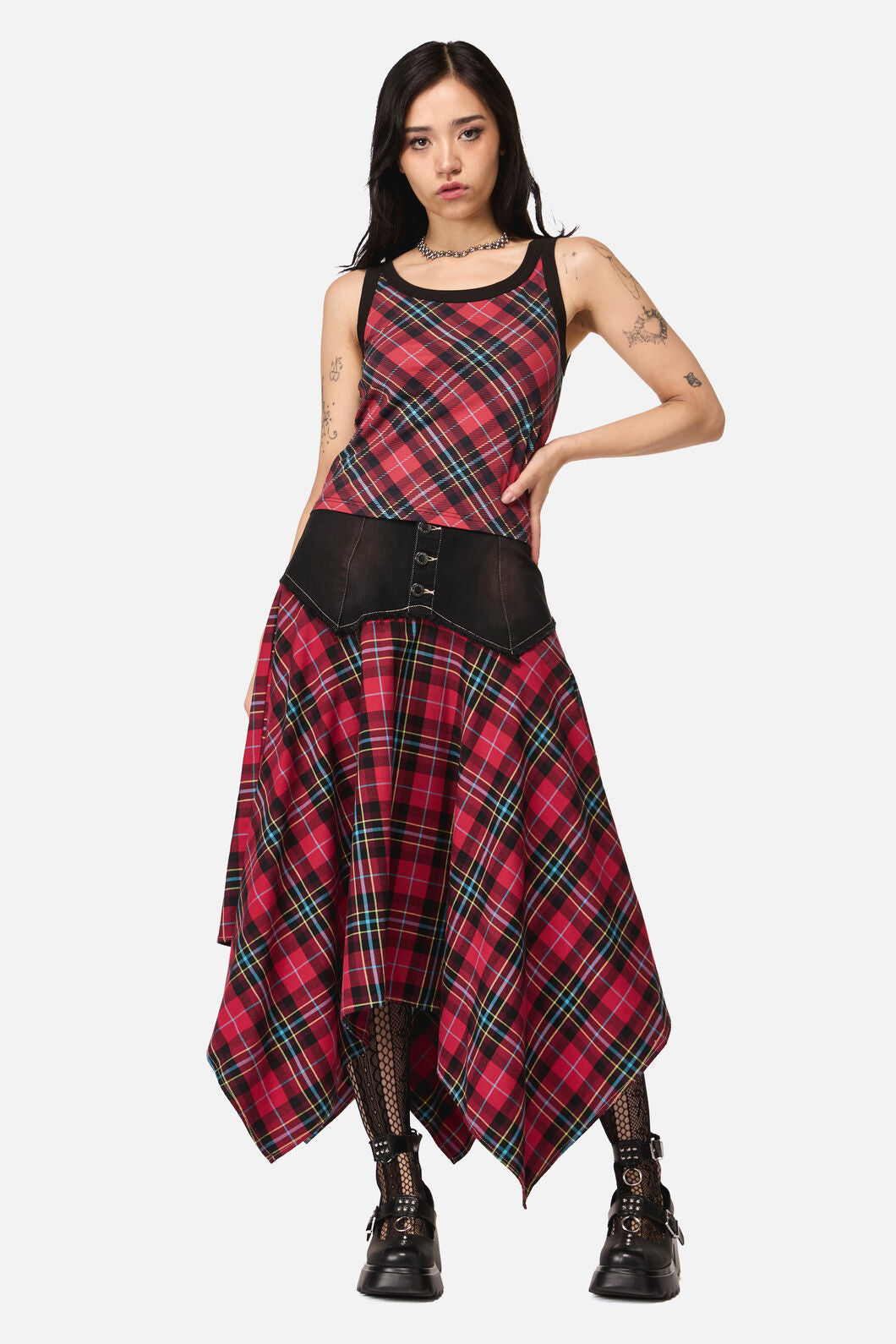 Dangerfield NZ - Stop It Grunge Tartan Tank Top - multi