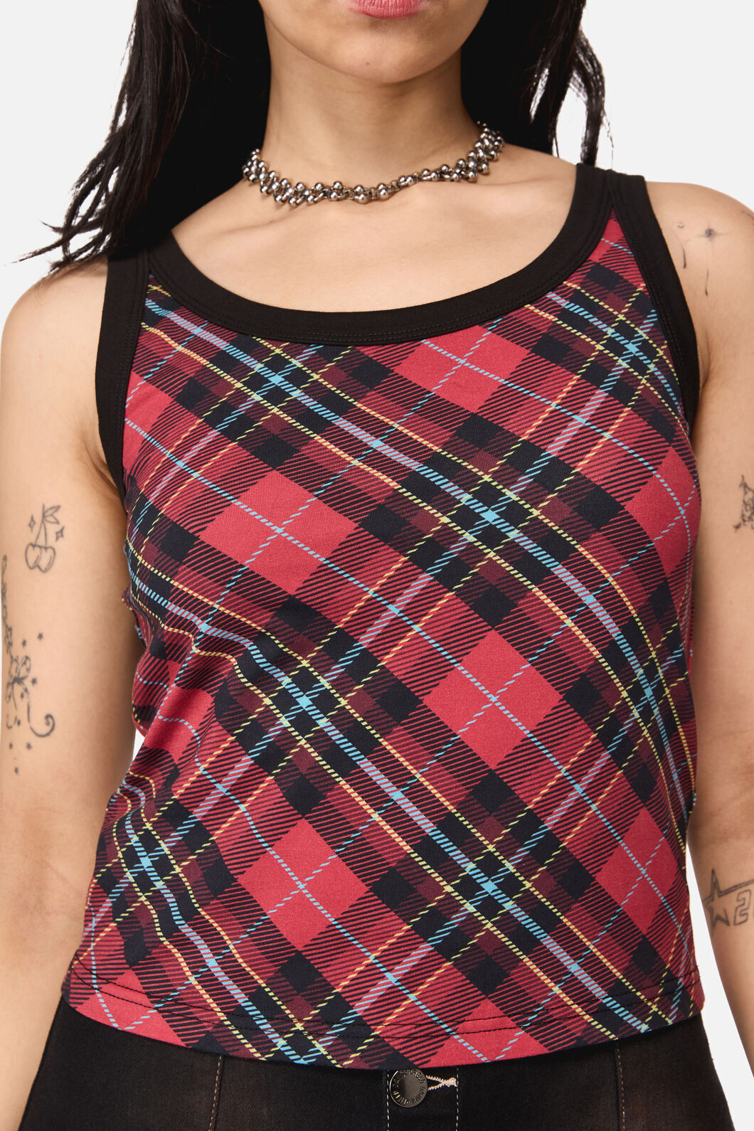 Dangerfield NZ - Stop It Grunge Tartan Tank Top - multi
