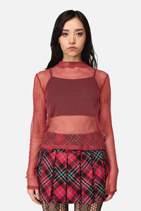 Dangerfield NZ - Grunge Mesh Top - red
