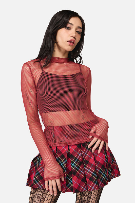 Dangerfield NZ - Grunge Mesh Top - red