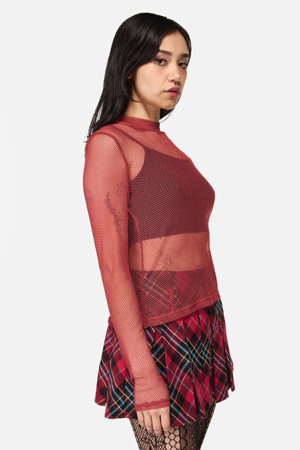 Dangerfield NZ - Grunge Mesh Top - red
