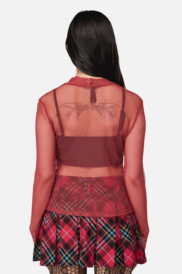 Dangerfield NZ - Grunge Mesh Top - red