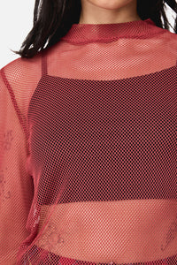Dangerfield NZ - Grunge Mesh Top - red