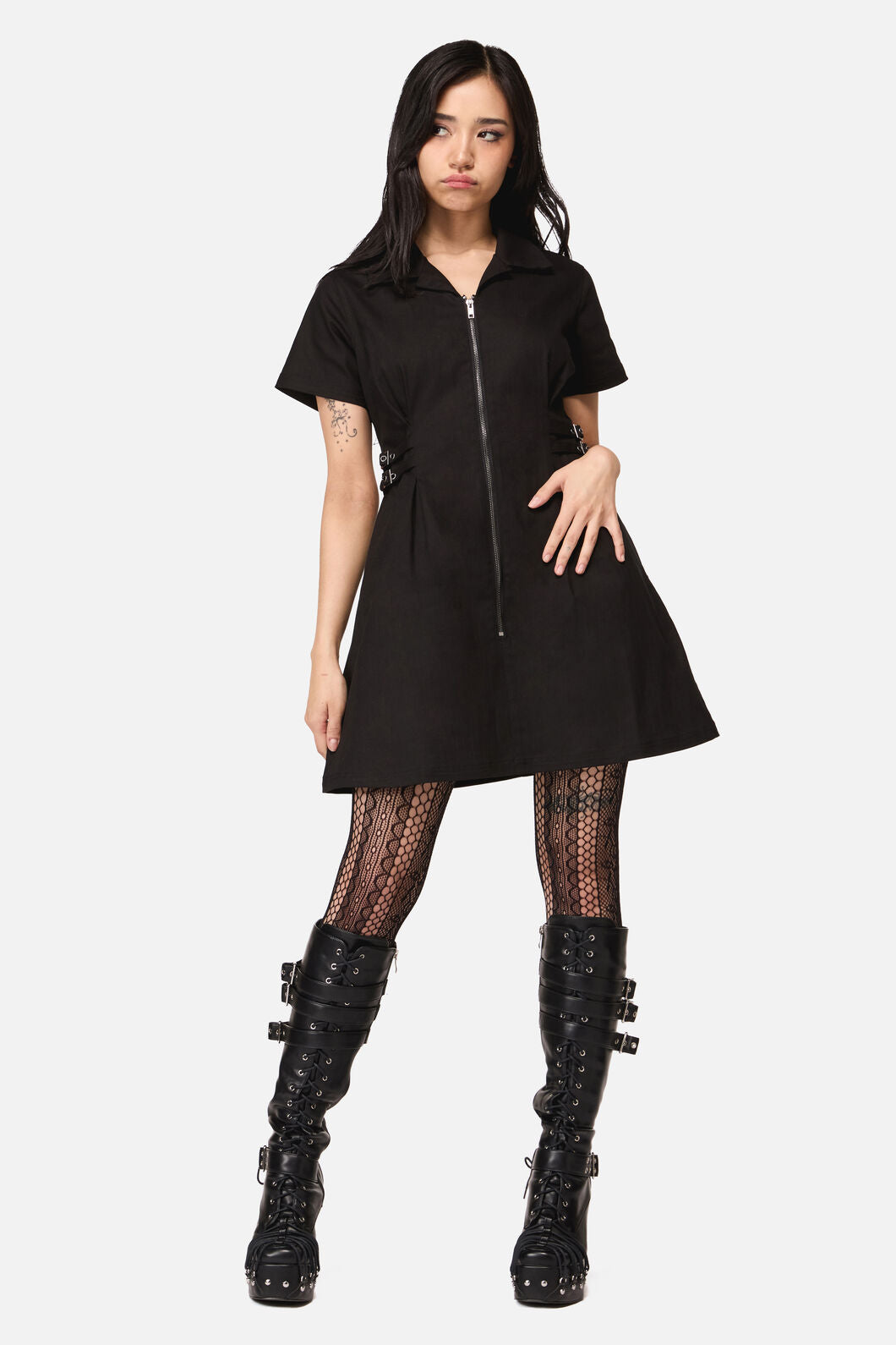 Black Friday - Buckled Goth Trim Dress - black