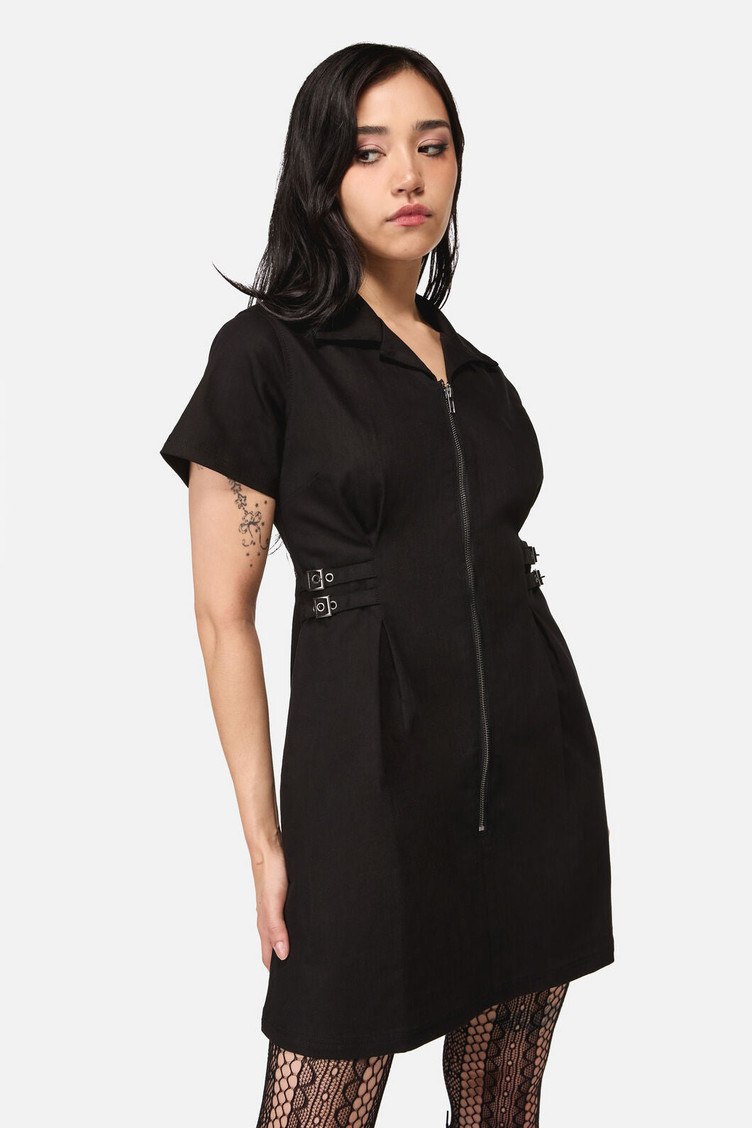 Black Friday - Buckled Goth Trim Dress - black