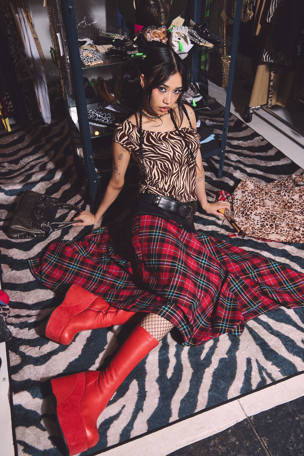 Dangerfield NZ - Stop It Tartan Long Skirt - multi