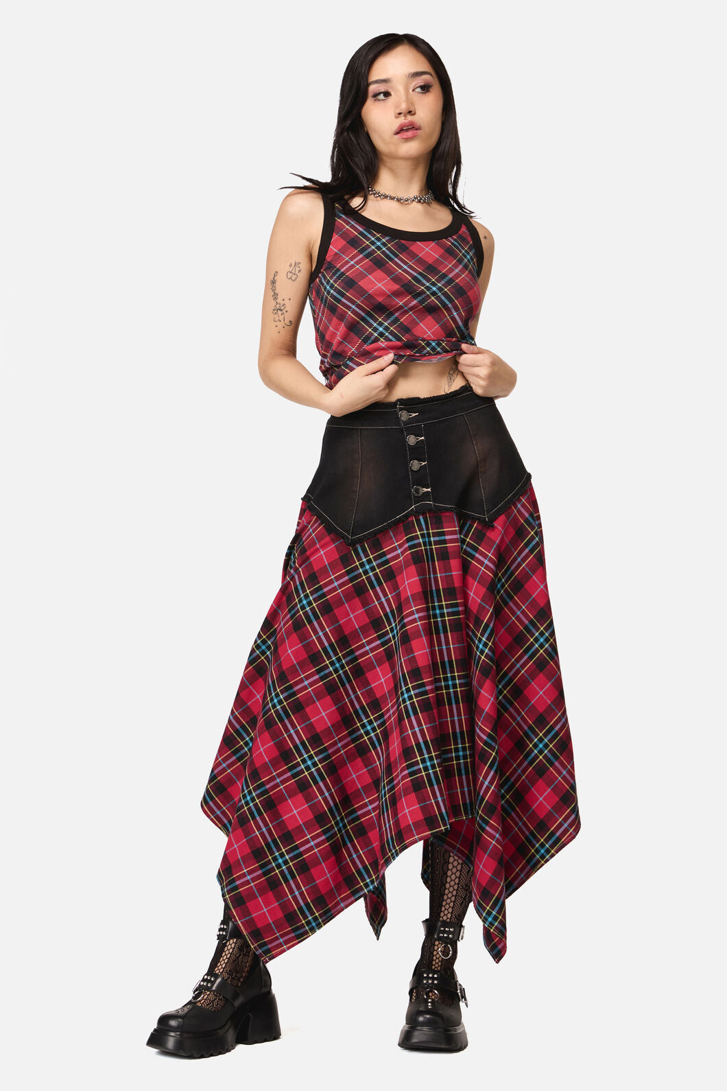 Dangerfield NZ - Stop It Tartan Long Skirt - multi
