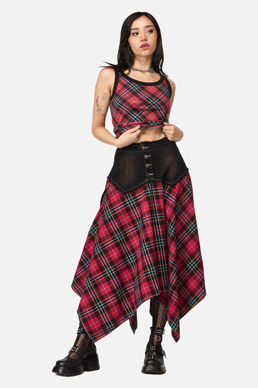 Dangerfield NZ - Stop It Tartan Long Skirt - multi