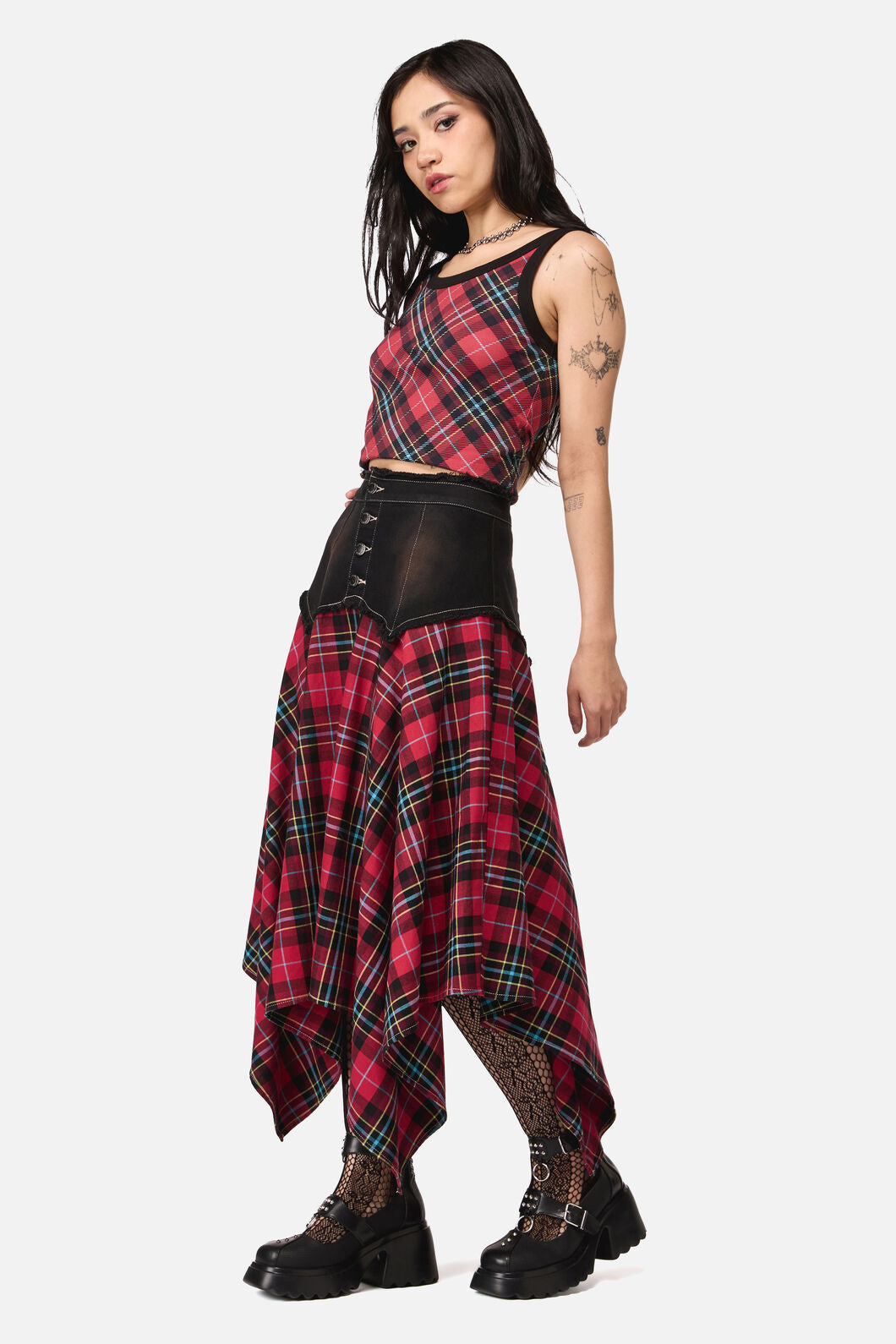 Dangerfield NZ - Stop It Tartan Long Skirt - multi