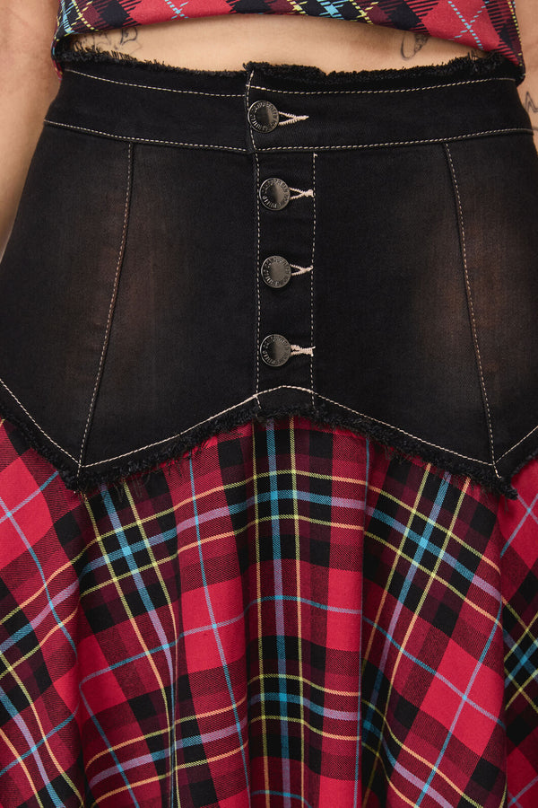 Dangerfield NZ - Stop It Tartan Long Skirt - multi