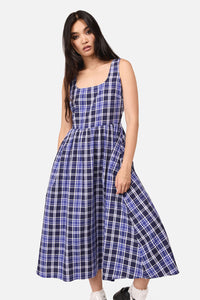 Dangerfield NZ - Whirl Tartan Midi Dress - purple-white