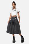 Dangerfield NZ - Whirl Denim Pleated Midi Skirt - grey