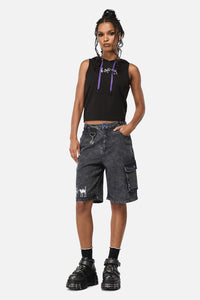 Dangerfield NZ - Whirl Denim Embroidered Jorts - grey
