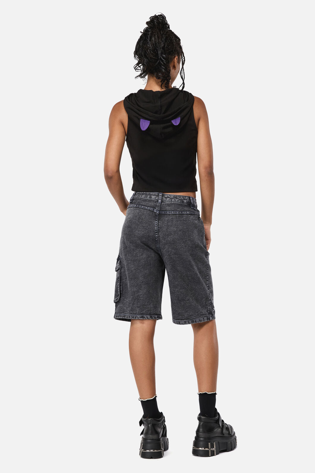 Dangerfield NZ - Whirl Denim Embroidered Jorts - grey