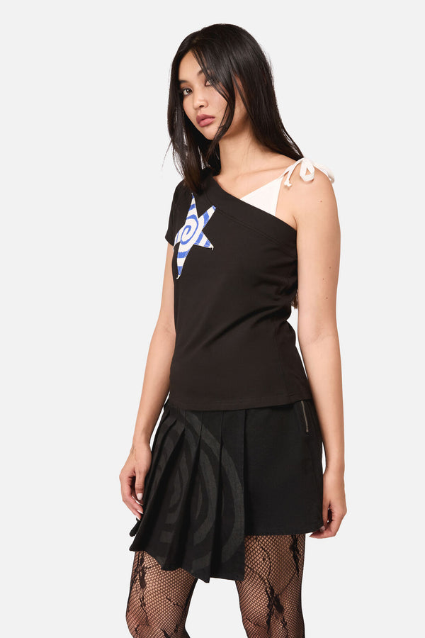 Dangerfield NZ - Whirl Jersey Asymmetrical Tee - black-white