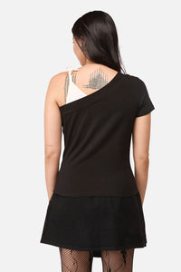 Dangerfield NZ - Whirl Jersey Asymmetrical Tee - black-white