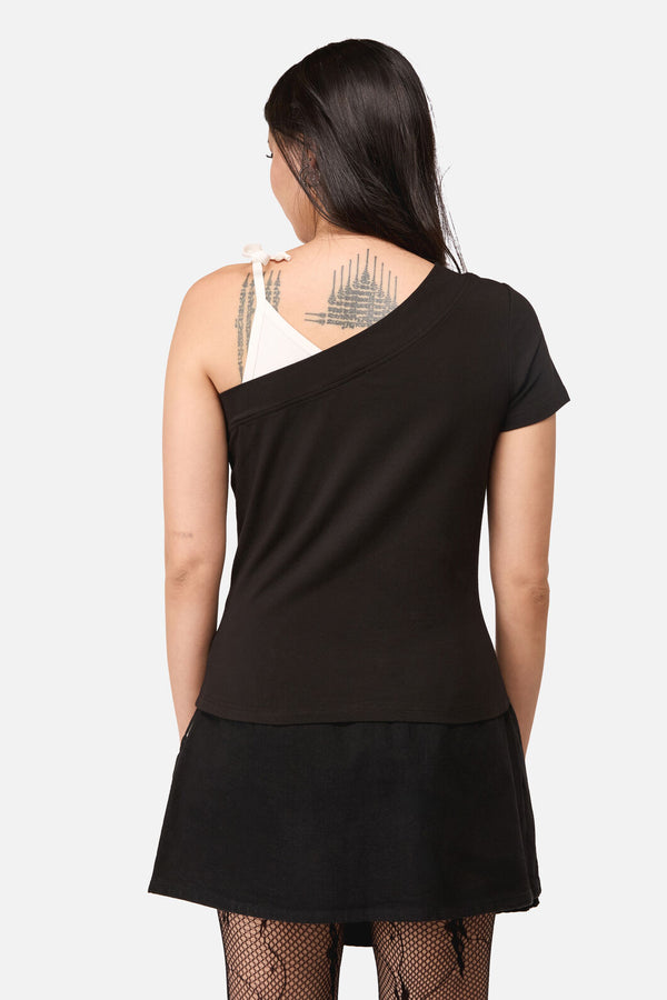 Dangerfield NZ - Whirl Jersey Asymmetrical Tee - black-white