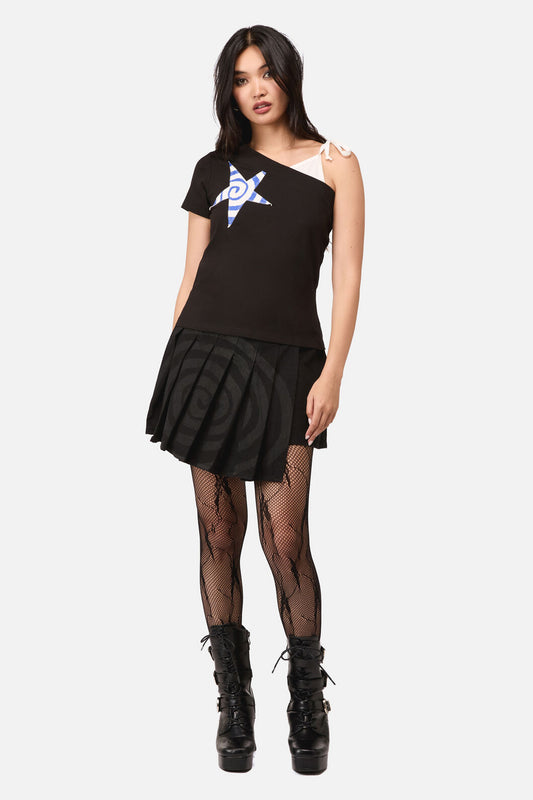 Dangerfield NZ - Whirl Jersey Asymmetrical Tee - black-white