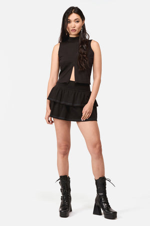 Dangerfield NZ - Whirl Y2K Jersey Frill Skort - black