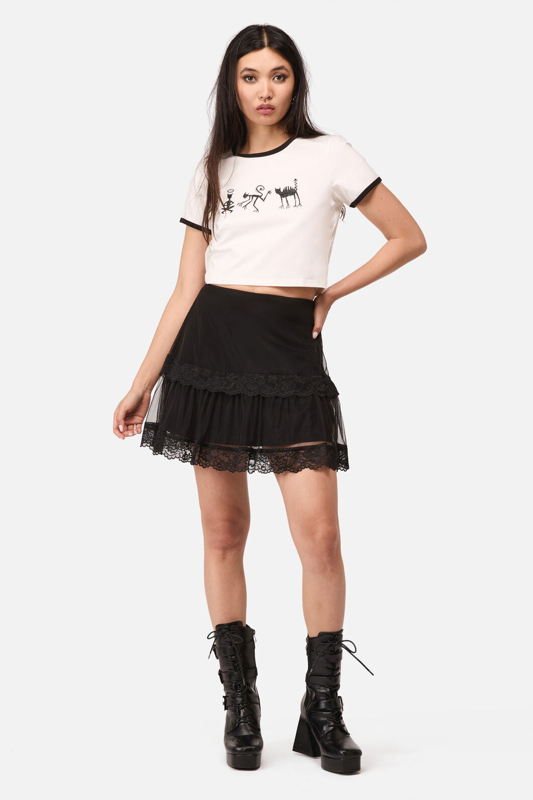 Dangerfield NZ - Spiralling Goth Mini Skirt - black