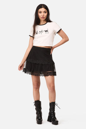 Dangerfield NZ - Spiralling Goth Mini Skirt - black