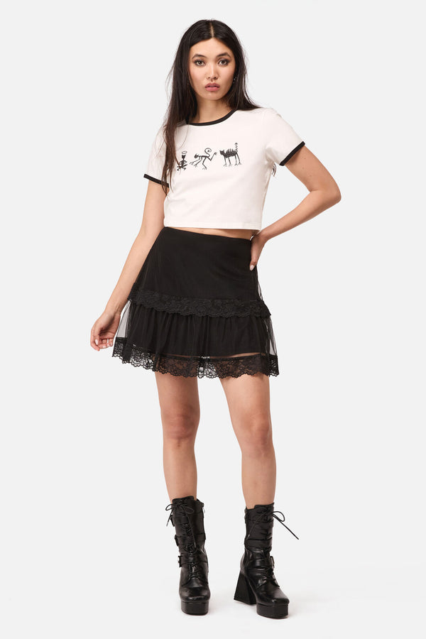Dangerfield NZ - Spiralling Goth Mini Skirt - black