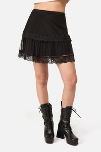 Dangerfield NZ - Spiralling Goth Mini Skirt - black