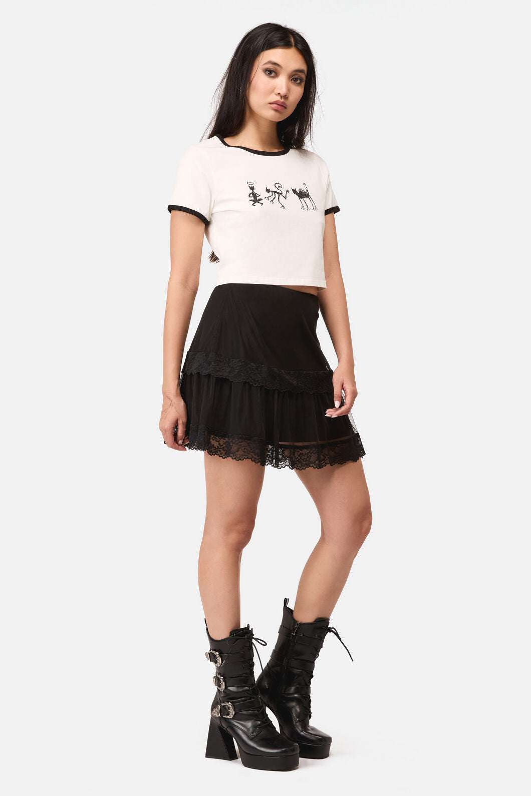 Dangerfield NZ - Spiralling Goth Mini Skirt - black