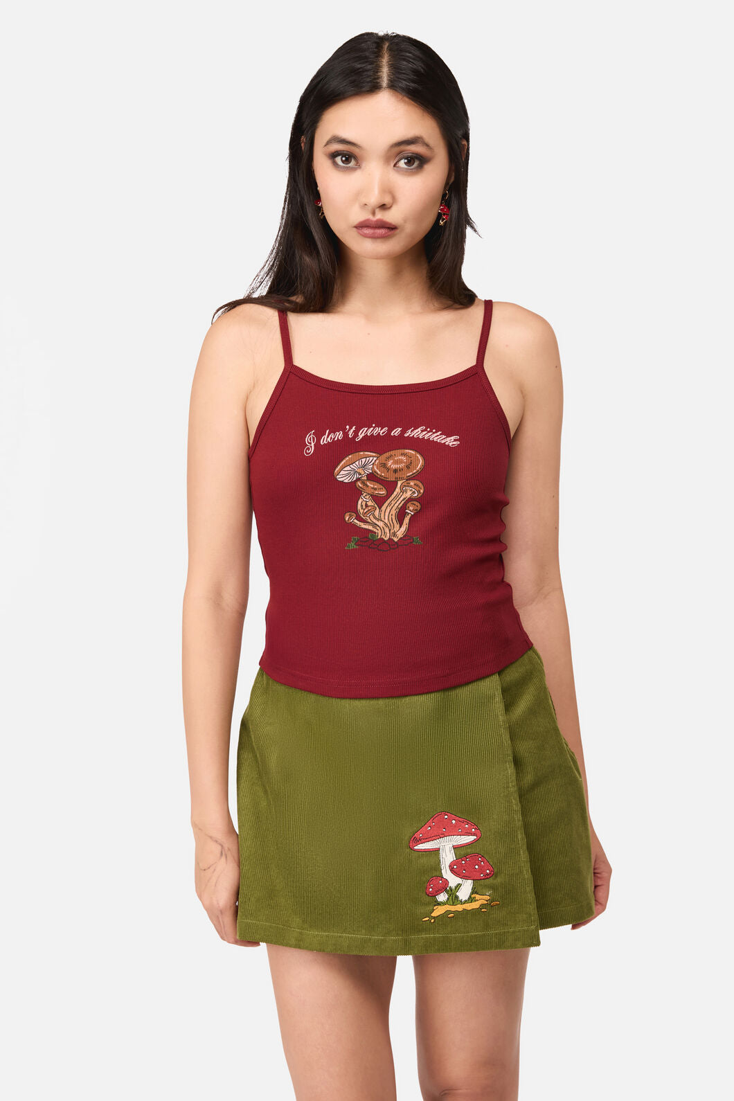 Dangerfield NZ - Shittake Embroidered Tank - red