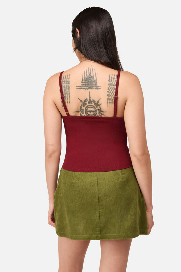 Dangerfield NZ - Shittake Embroidered Tank - red