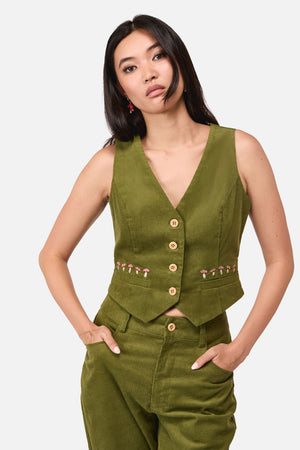 Dangerfield NZ - Toadstool Cord Vest - green