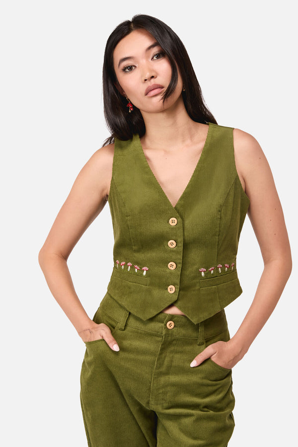 Dangerfield NZ - Toadstool Cord Vest - green