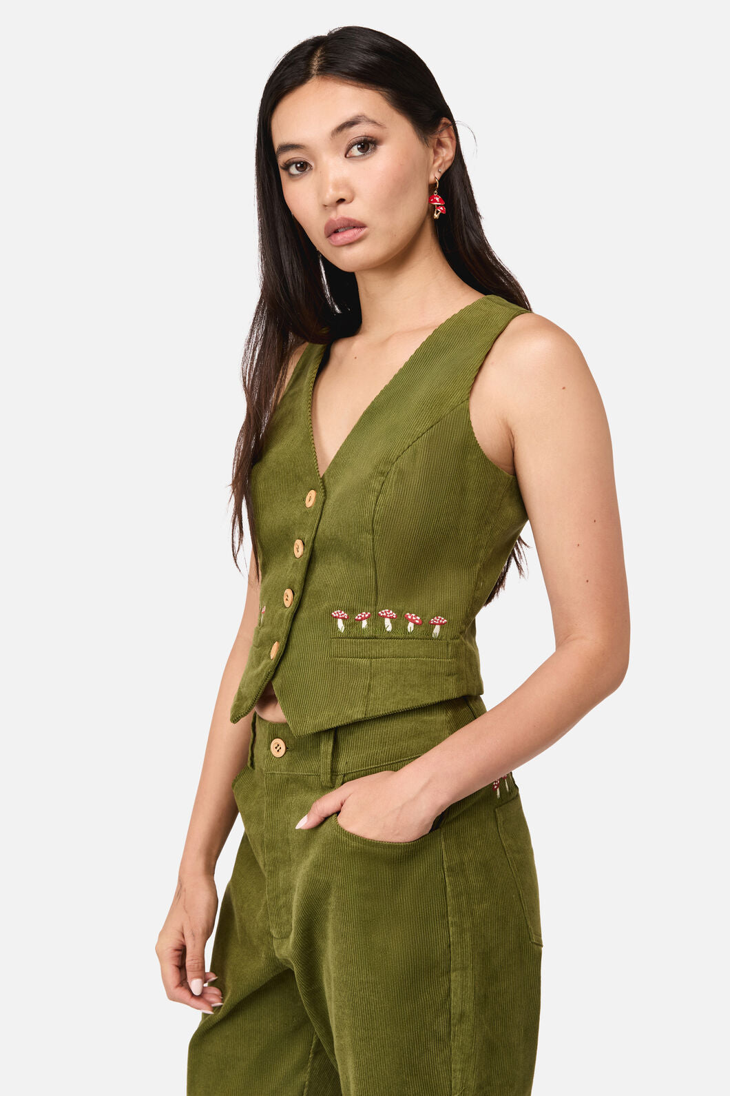 Dangerfield NZ - Toadstool Cord Vest - green