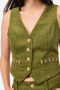 Dangerfield NZ - Toadstool Cord Vest - green