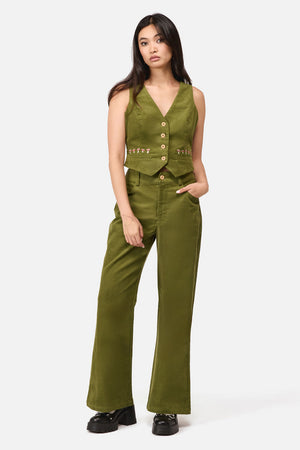 Dangerfield NZ - Toadstool Cord Flare Pant - green