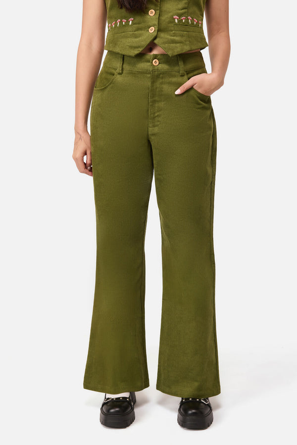Dangerfield NZ - Toadstool Cord Flare Pant - green