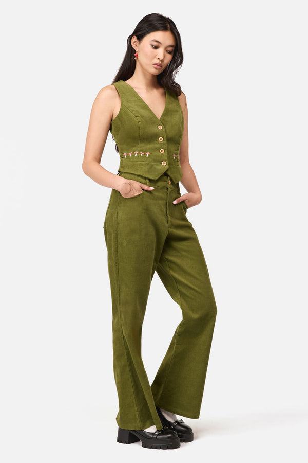 Dangerfield NZ - Toadstool Cord Flare Pant - green