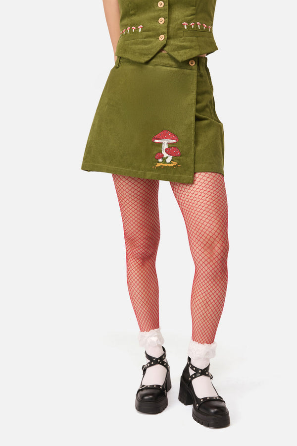 Dangerfield NZ - Toadstool Cord Skort - green