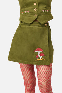 Dangerfield NZ - Toadstool Cord Skort - green
